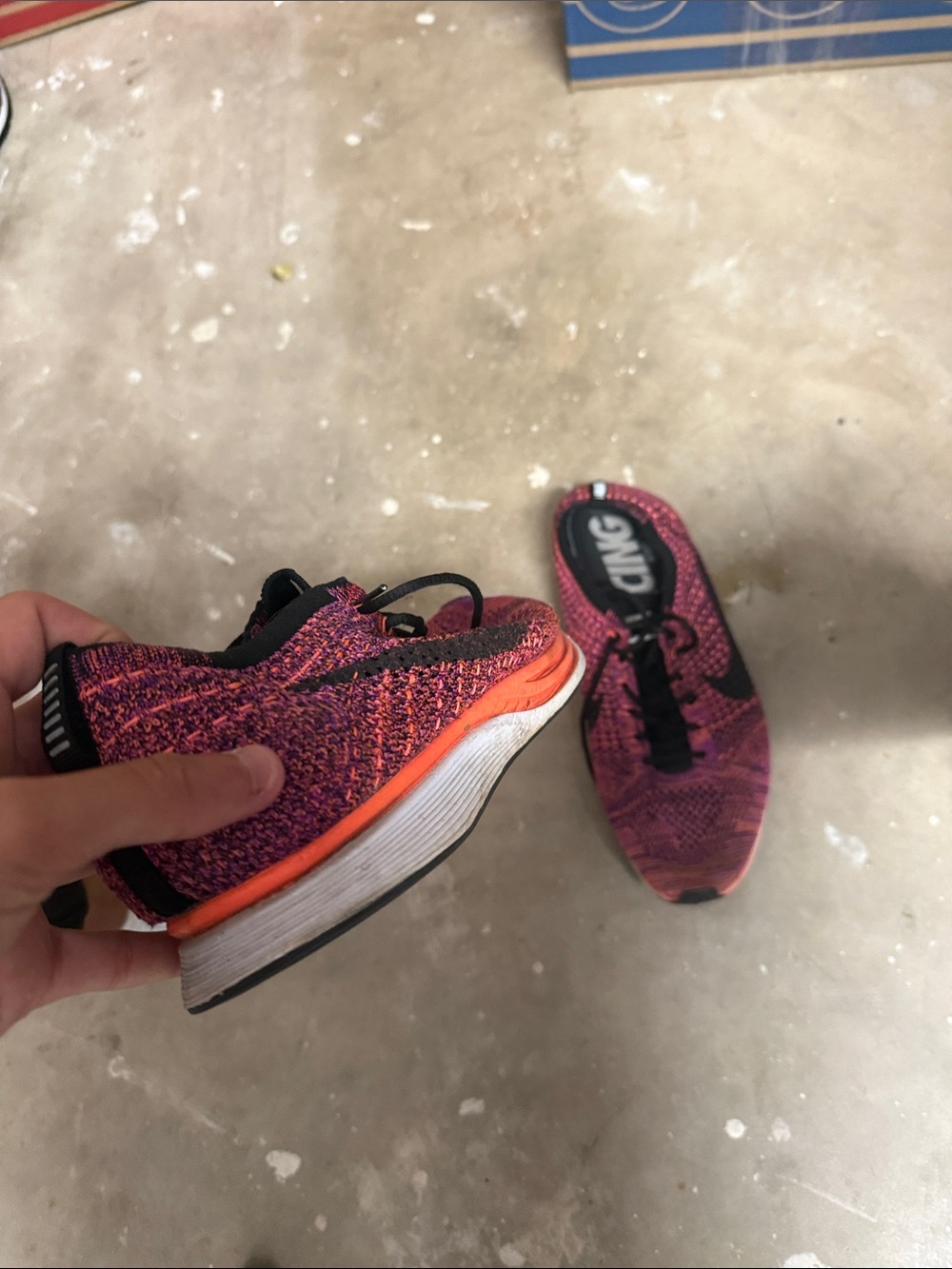 Nike Flyknit Racer Women's Running Shoes - Pink/Purple with Black Accents - Picture 3 of 3